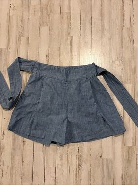 J. Crew Blue Chambray Tie-Waist Shorts Size 0